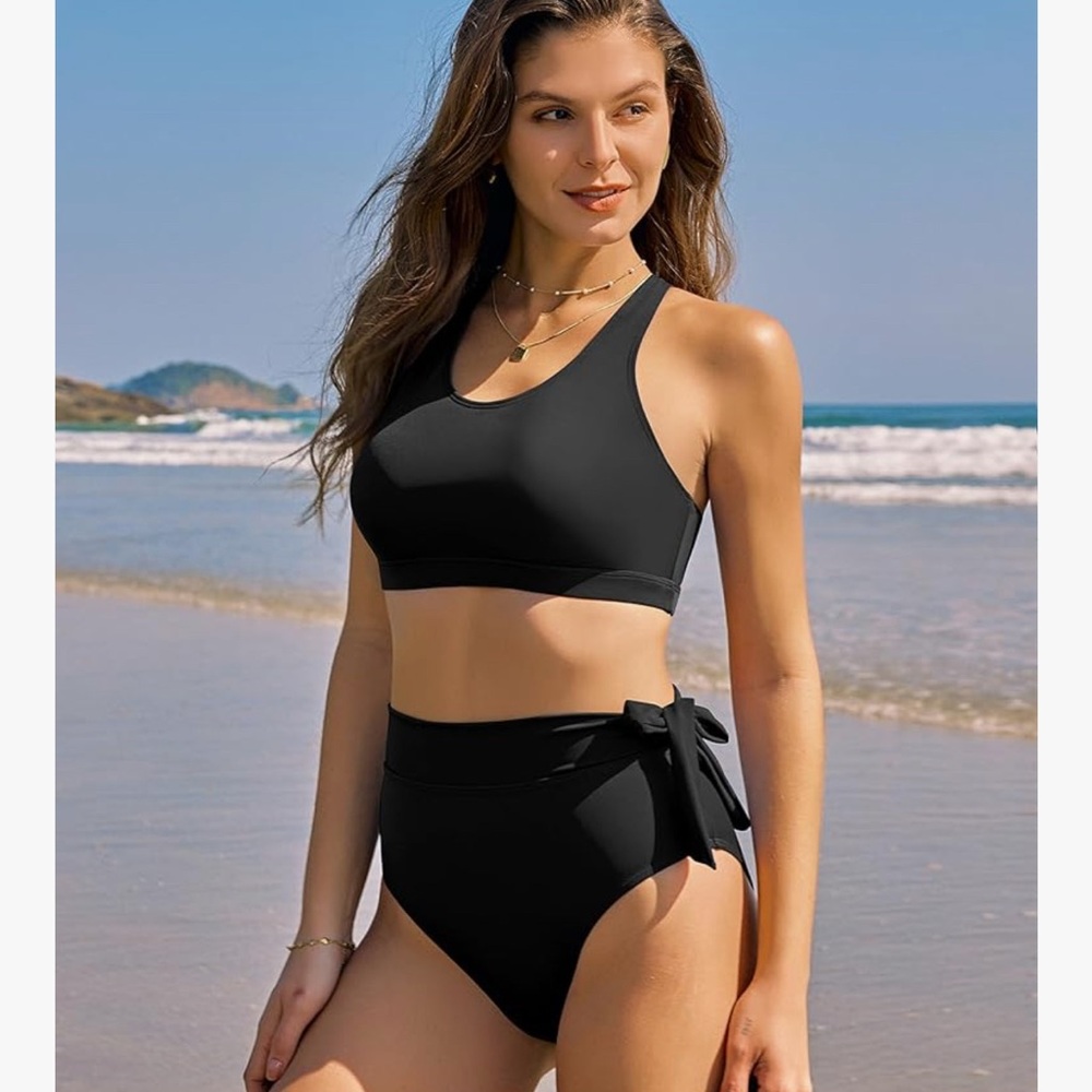 Zaful Black Bikini Set with High-Waisted Bottoms 8-10 - Picture 5 of 8